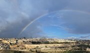 تقریر مصور / قوس قزح بألوانه الزاهية الجميلة يزين سماء المسجد الأقصى والقدس