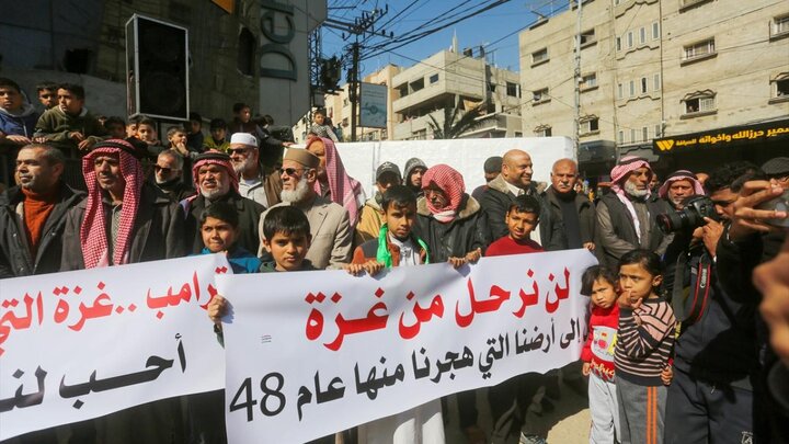 تظاهرات فلسطینی‌ها علیه طرح ترامپ برای کنترل غزه