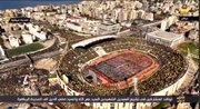 فيديو | مشاهد جوية تظهر المدينة الرياضية قبيل بدء مراسم تشييع القائديين نصر الله و صفي الدين