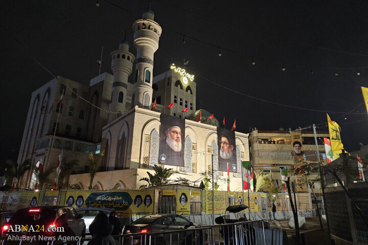 Photos (1): ABNA's images from streets of Beirut, night before magnificent funeral of Sayyed Nasrallah