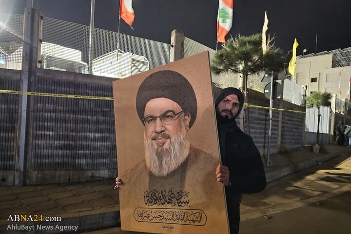 Photos (1): ABNA's images from streets of Beirut, night before magnificent funeral of Sayyed Nasrallah