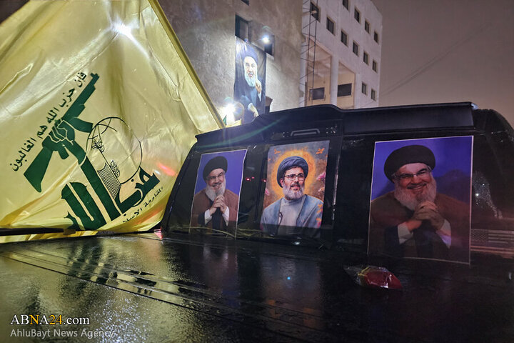 Photos (1): ABNA's images from streets of Beirut, night before magnificent funeral of Sayyed Nasrallah