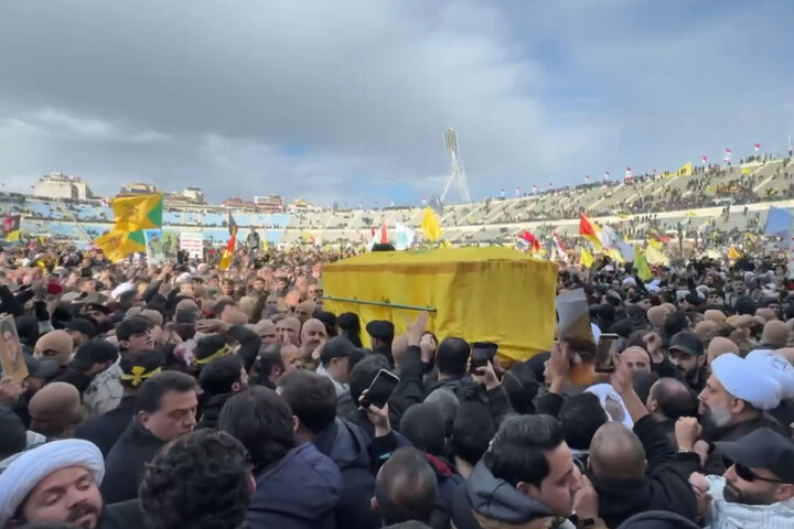 Photos: Imam Reza shrine servants attend funeral of Sayyed Hassan Nasrallah