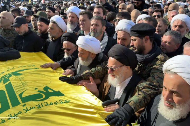 Photos: Imam Reza shrine servants attend funeral of Sayyed Hassan Nasrallah