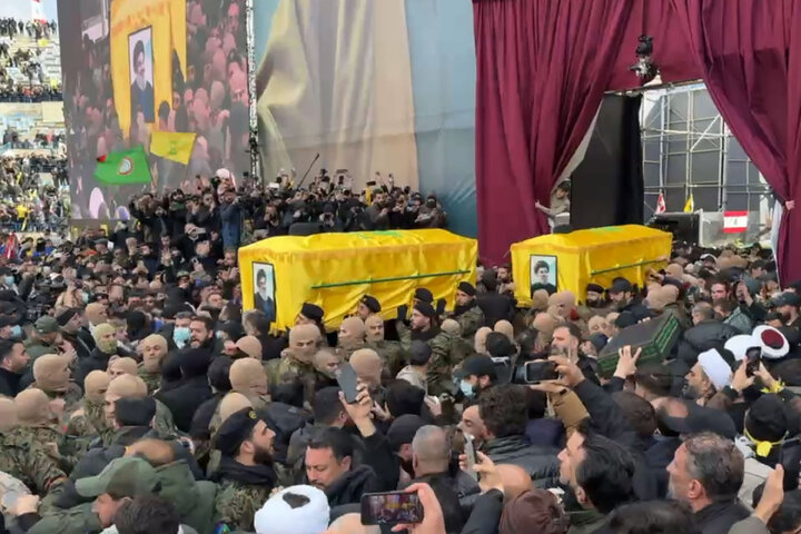 Photos: Imam Reza shrine servants attend funeral of Sayyed Hassan Nasrallah