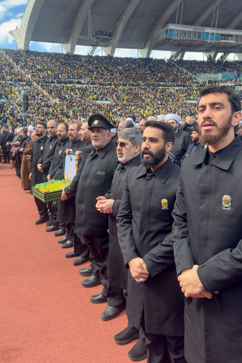 Photos: Imam Reza shrine servants attend funeral of Sayyed Hassan Nasrallah