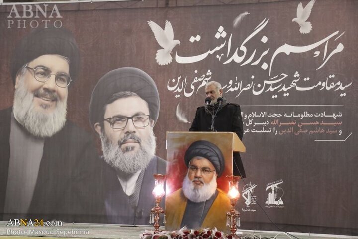 Photos: Commemoration ceremony for martyrs Sayyed Hassan Nasrallah, Sayyed Hashem Safieddine in Tabriz