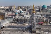 40-year-old minaret of Islamic Republic Courtyard in Razavi shrine relocated