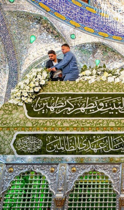 ویدیو | ‌گل‌آرایی ضریح مطهر امام علی(ع) در ایام میلاد امام مجتبی(ع)