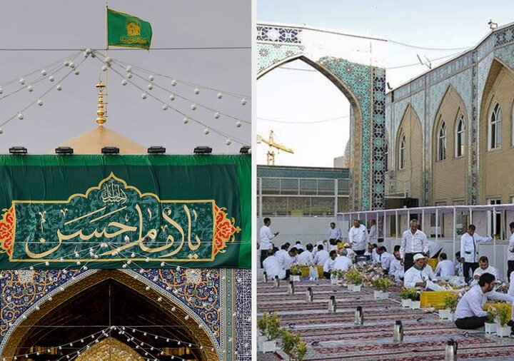 ضیافت افطاری ۱۰ هزار نفری ویژه زائران حرم رضوی در صحن امام حسن مجتبی(ع)