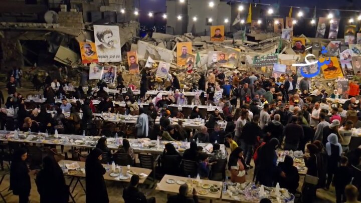 ویدیو | برپایی سفره افطاری در شهر مرزی جنوب لبنان