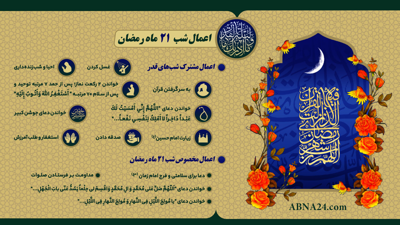 اینفوگرفی | اعمال شب ۲۱ ماه رمضان