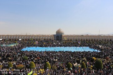 Suasana Pawai Akbar Hari Internasional Al-Quds di Kota Isfahan Iran