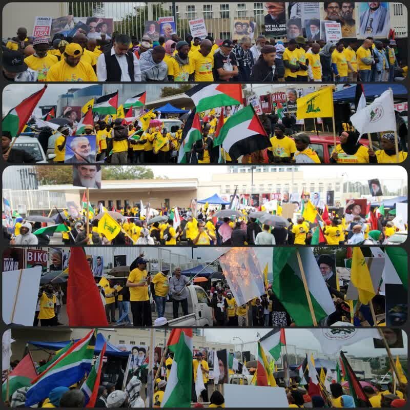 Welatiyên Afrîqaya Başûr bi boneya Roja Cîhanî ya Qudsê + Wêne li ber Konsolosxaneya DYAyê xwepêşandan kirin