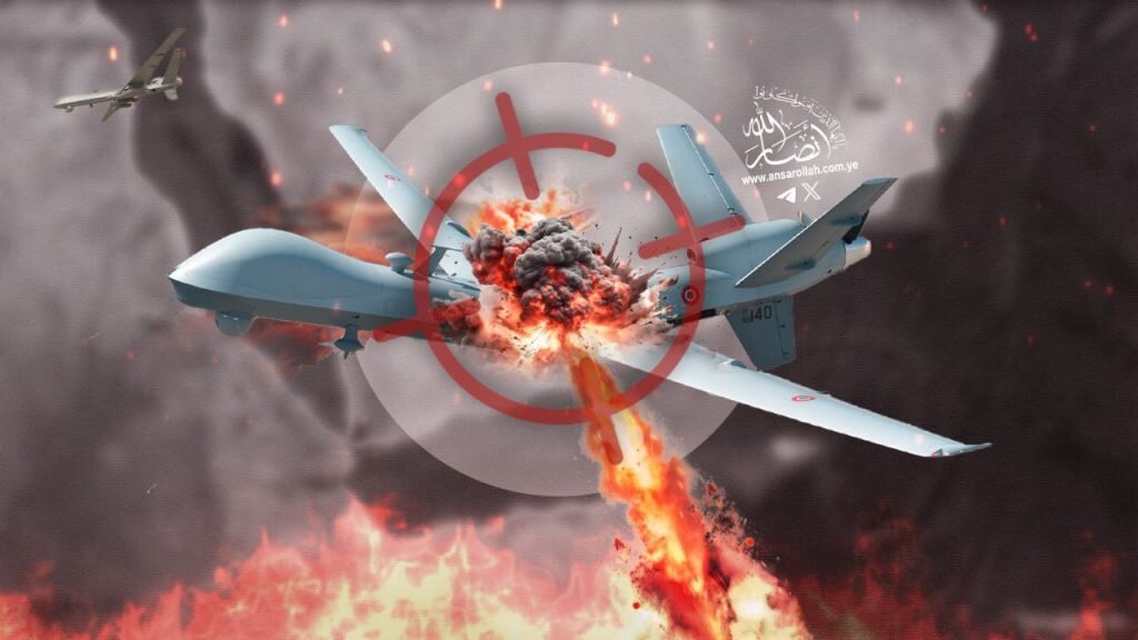 فيديو | مشاهد حطام الطائرة الأمريكية MQ_9 التي تم إسقاطها في أجواء محافظة الجوف شمال اليمن