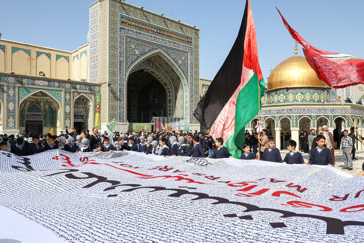 اجتماع دانش آموزان مشهدی در حمایت از کودکان غزه