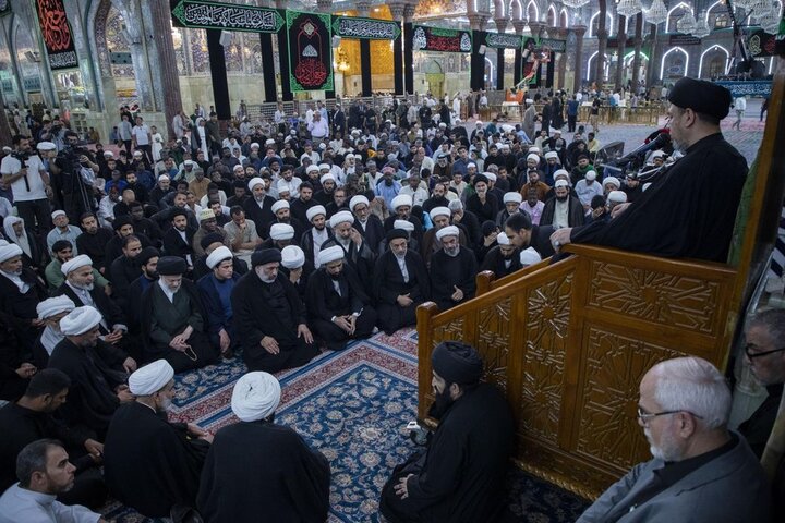تنظيم موكب عزاء لطلبة العلوم الدينية في كربلاء بذكرى شهادة الإمام الصادق (ع)