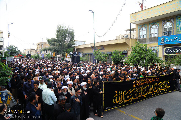 Photos: Grand Ayatollah Vahid Khorasani attend Imam Sadiq mourning procession