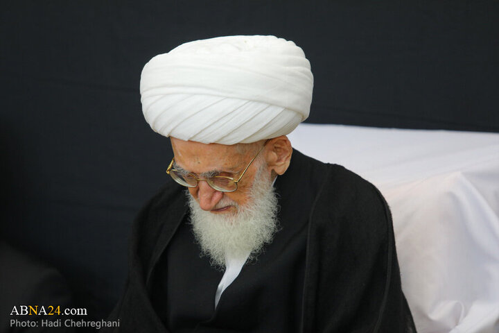 Photos: Grand Ayatollah Nouri Hamedani attends Imam Sadiq mourning procession