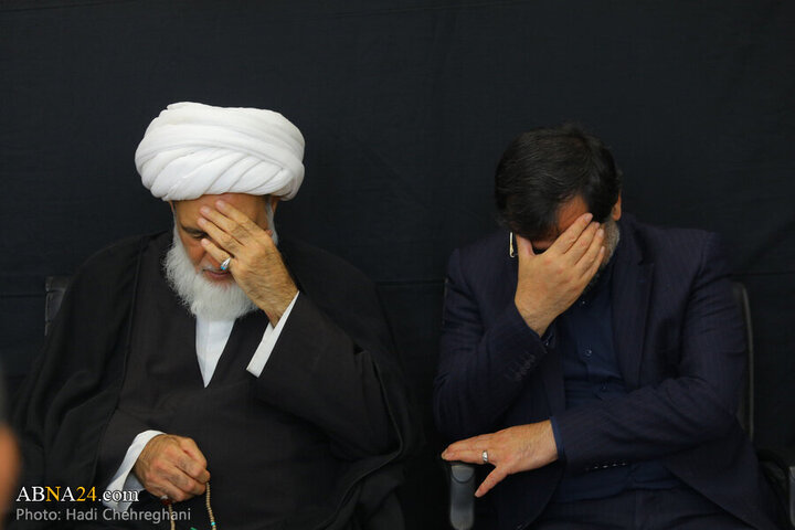 Photos: Grand Ayatollah Nouri Hamedani attends Imam Sadiq mourning procession