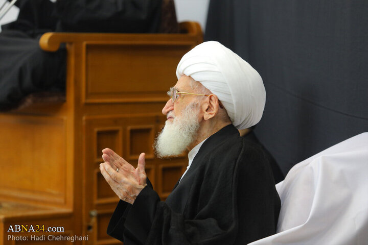 Photos: Grand Ayatollah Nouri Hamedani attends Imam Sadiq mourning procession