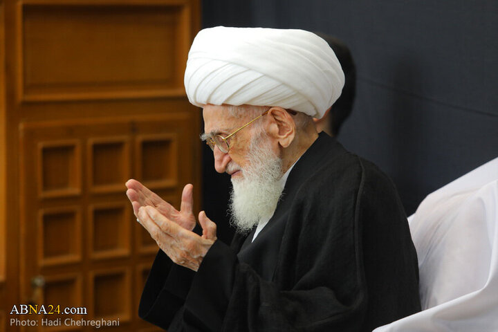 Photos: Grand Ayatollah Nouri Hamedani attends Imam Sadiq mourning procession