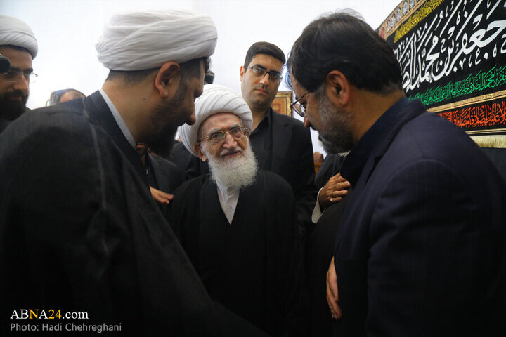 Photos: Grand Ayatollah Nouri Hamedani attends Imam Sadiq mourning procession