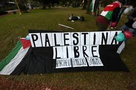 Protesto em apoio à Palestina em frente à embaixada dos EUA em Buenos Aires