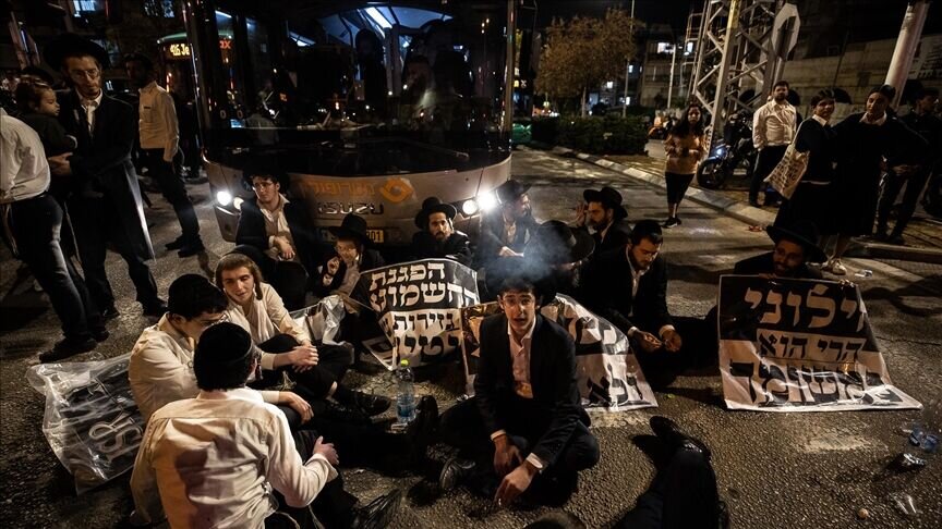 Ultra-Orthodox Jews protest Israeli military conscription in Tel Aviv