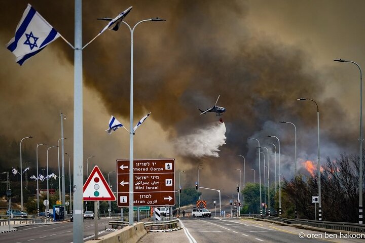 مشاهد تظهر استمرار الحرائق في غابات القدس وهروب المستوطنين