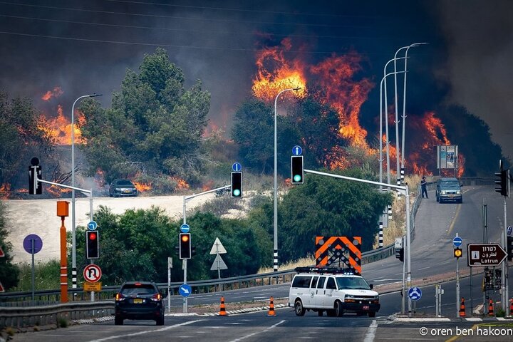 مشاهد تظهر استمرار الحرائق في غابات القدس وهروب المستوطنين