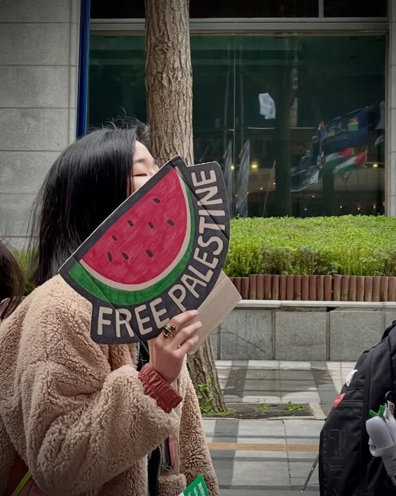 Photos: Koreans march in support of oppressed people of Palestine