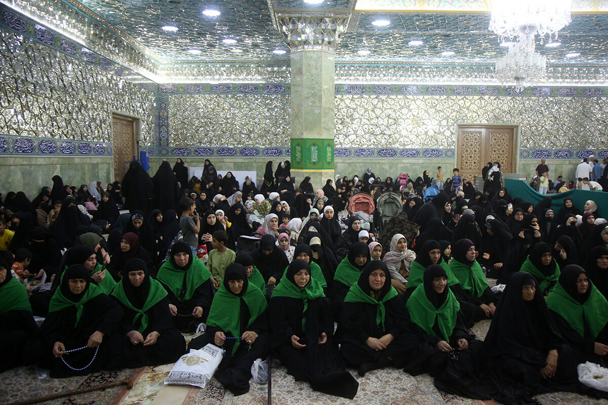 Arabic-language celebration of Imam Reza birthday at Lady Fatima Masoumah shrine, Qom