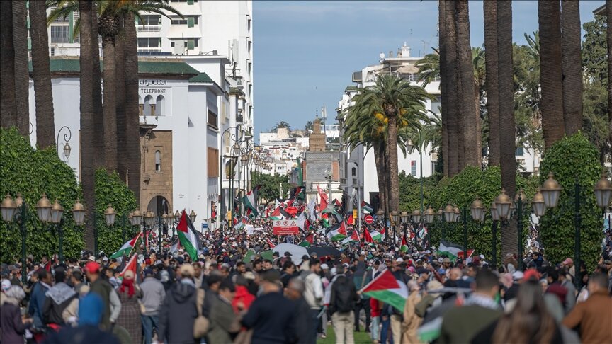 Moroccan demonstrators show solidarity with Gaza’s starving children