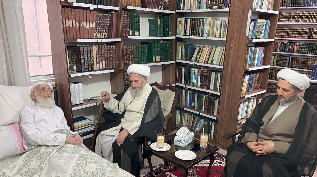عیادت آیتالله سبحانی از آیتالله نوری همدانی + عکس