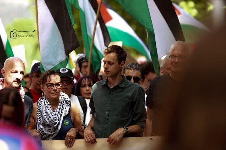 تظاهرات در بروکسل بلژیک، در حمایت از فلسطین