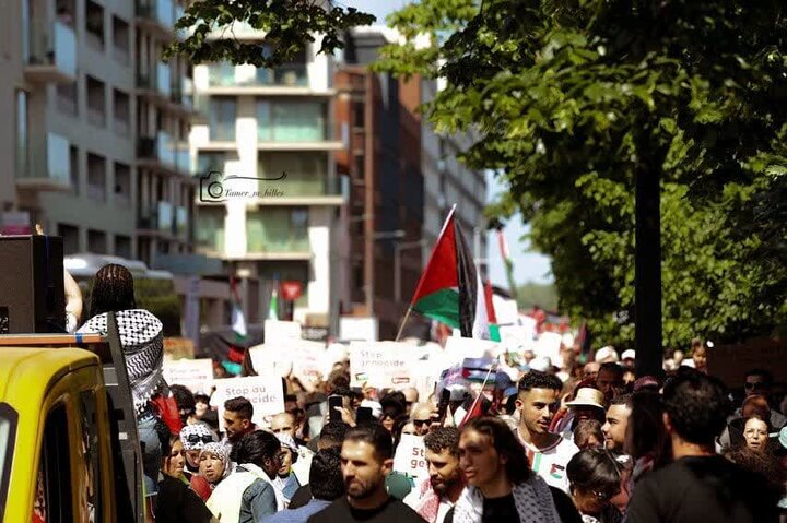 تظاهرات در بروکسل بلژیک، در حمایت از فلسطین