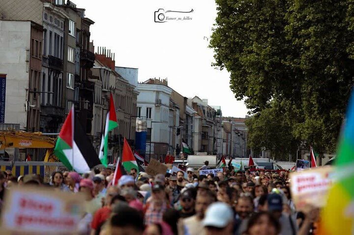 تظاهرات در بروکسل بلژیک، در حمایت از فلسطین
