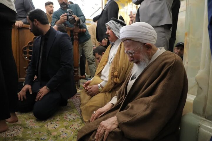تصویری رپورٹ | آیت اللہ العظمیٰ جوادی آملی حَرَمِ امامین کاظمین(ع) میں