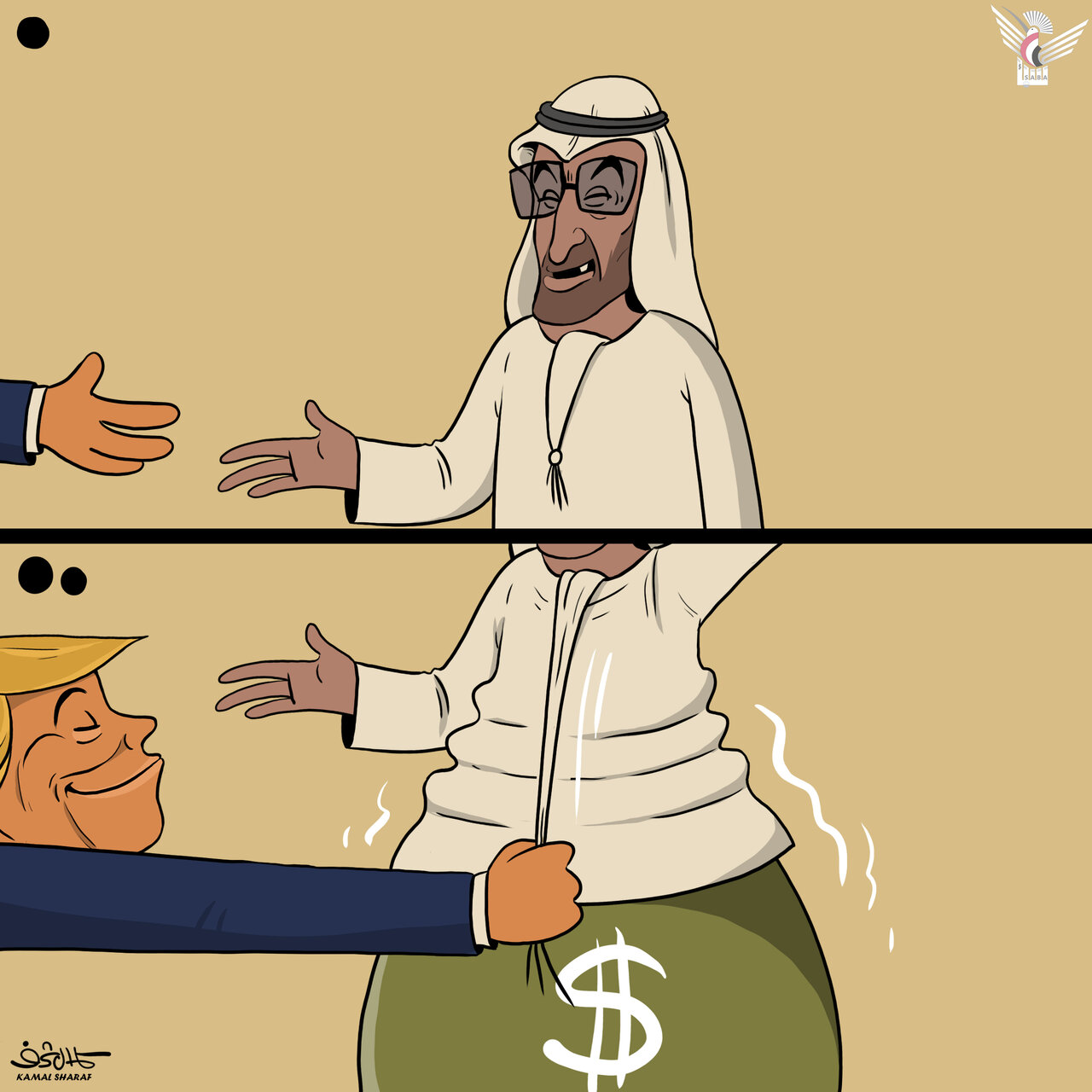 کاریکاتیر / ترامب يجمع أموالا من دول عربية في الخليج الفارسي