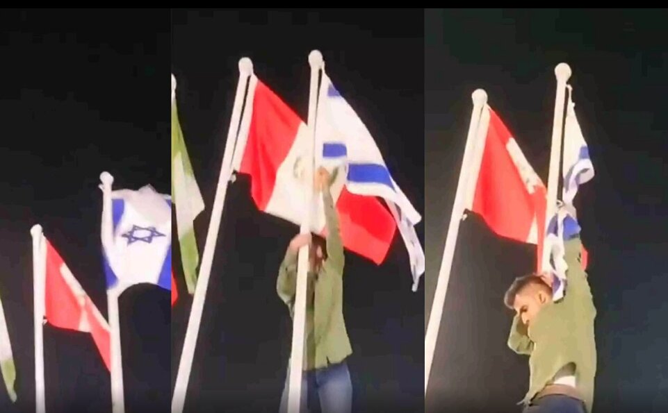 Video: Israeli flag pulled down in Hyderabad, India
