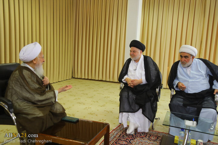 دیدار نماینده آیت‌الله سیستانی در ایران با آیت‌الله جوادی آملی