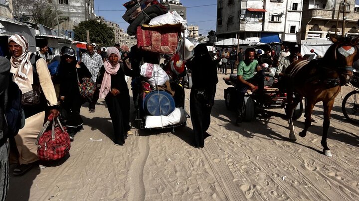 مهاجرت فلسطینی‌ها از خان یونس پس از تهدید رژیم صهیونی