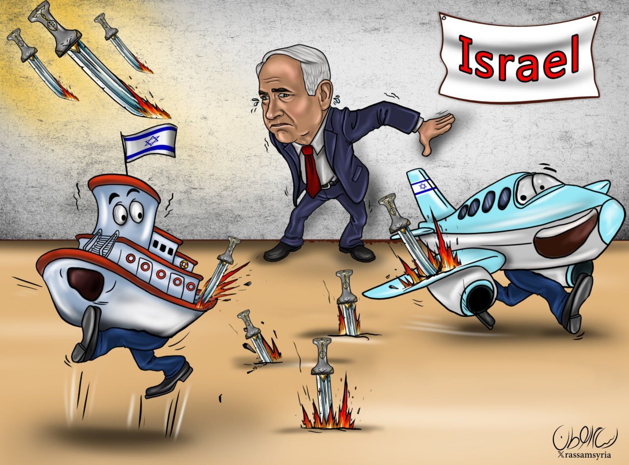 كاريكاتير / الحظر الجوي والبحري اليمني على الكيان الصهيوني