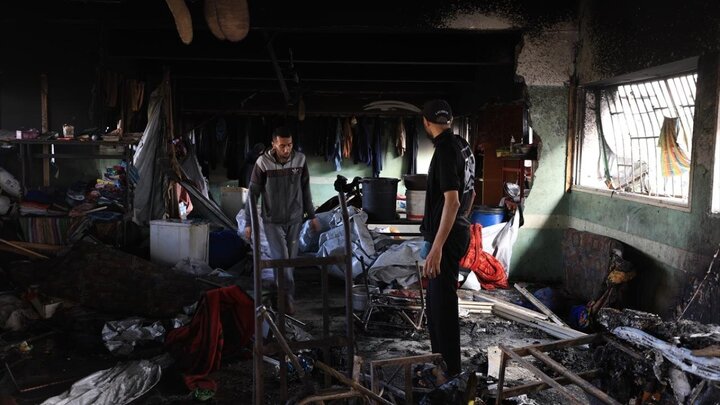 Photos: Zionist forces attack Musa bin Nasir school in Gaza