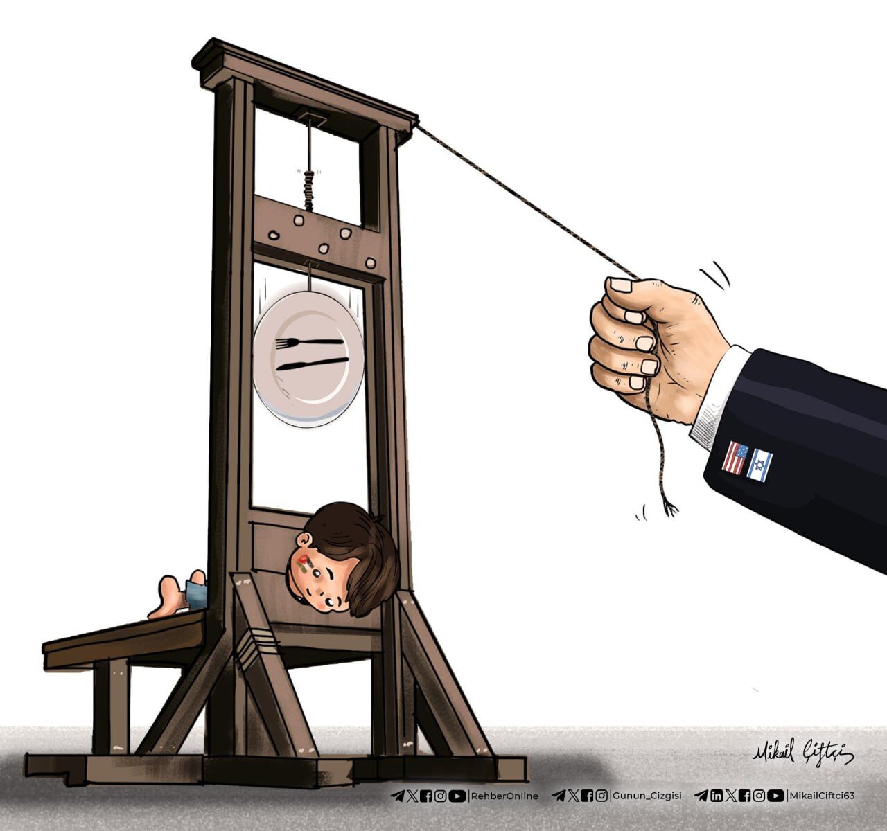 كاريكاتير / الولايات المتحدة وإسرائيل تجوّعان غزة