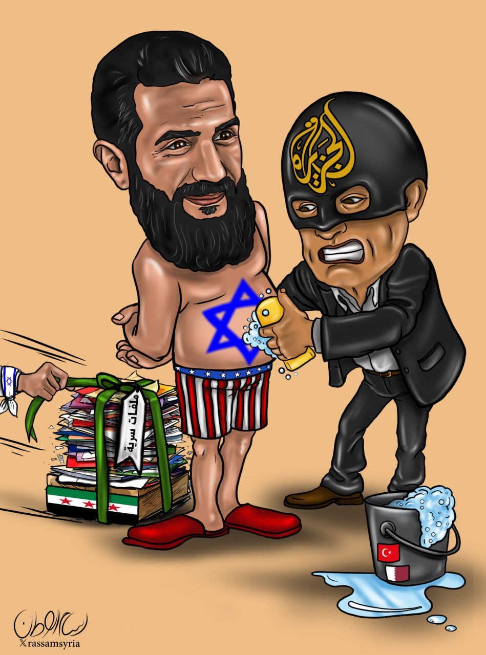 كاريكاتير / الجزيرة تعمل في تبيض العميل الجولاني