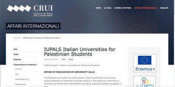 Borse di studio per studenti palestinesi: anche UniBg tra i 35 atenei aderenti al progetto nazionale CRUI
