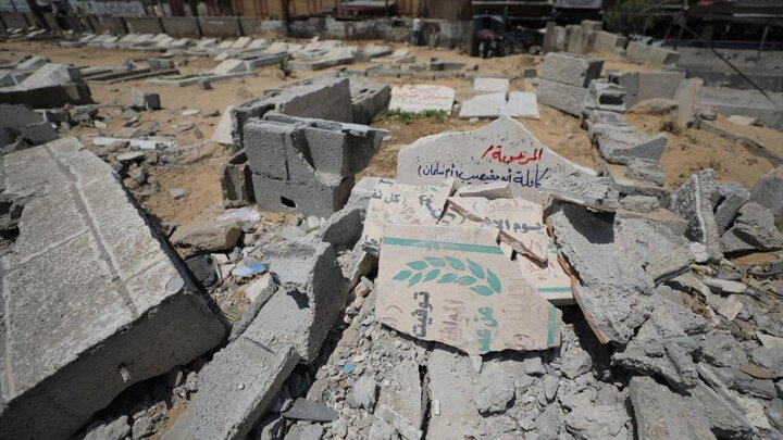 Photos: Complete destruction of Al-Ansar Mosque and a cemetery in Gaza