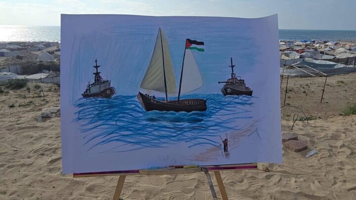 وقفة في ميناء غزة؛ تنديداً باختطاف الاحتلال الصهيوني للسفينة "مادلين"